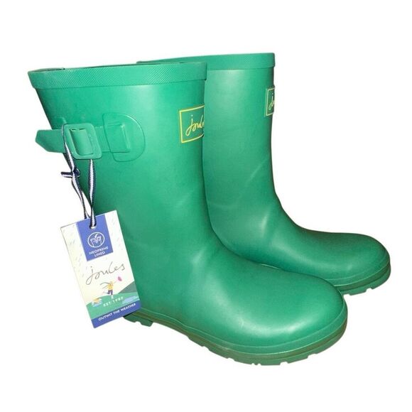 Joules winter Neoprene Lined Green Rain Boots sz 10 Rubber garden, puddle, cute - Picture 1 of 9